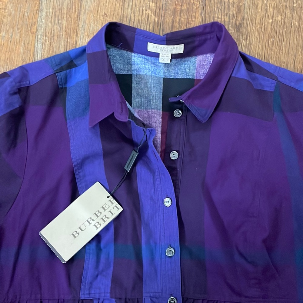 Burberry Purple Check Shirt mini Dress
